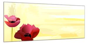Obraz skleněný malovaný květ vlčí mák - 30 x 60 cm