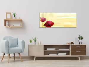 Obraz skleněný malovaný květ vlčí mák - 30 x 60 cm