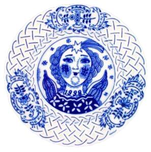 Český porcelán Cibulák Reliéfní závěsný výroční talíř 1998