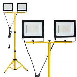 LED Reflektor Stavební Světlo na Stativu 2x100W 17000lm 4000K IP54 Kabel 3M