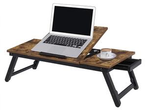Polohovatelný stolek na počítač do postele LAT 71x35 cm hnědá/černá