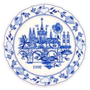 Český porcelán Cibulák Závěsný mělký výroční talíř 1992