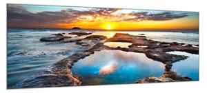 Obraz skleněný západ slunce nad oceánem - 50 x 70 cm
