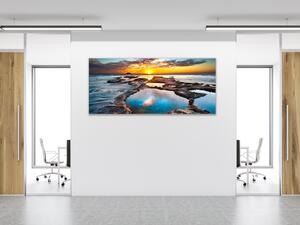 Obraz skleněný západ slunce nad oceánem - 30 x 60 cm