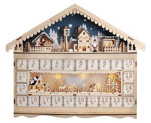 Solight LED adventní kalnedář - horská chata, 10x LED, 50x40cm, 2x AA - 1V258