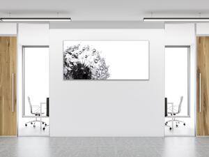 Obraz skleněný černá odkvetlá pampeliška s rosou - 30 x 60 cm