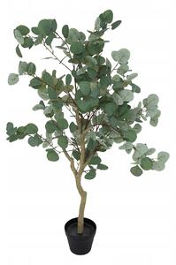 Umělý eukalyptus STROMEK zelené listy Umělá rostlina Dekorace 127 cm