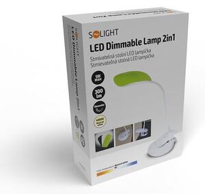 Solight LED stmívatelná lampička 2v1, podstavec i klip, 5W 4000K, 3 barevné kryty WO42