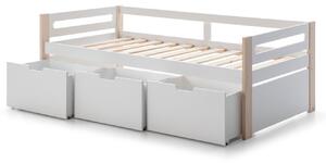Bílá lakovaná dětská postel Marckeric Keisly 90 x 190 cm s úložným prostorem