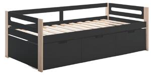 Antracitově šedá lakovaná dětská postel Marckeric Keisly 90 x 190 cm s úložným prostorem