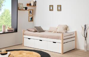 Bílá lakovaná dětská postel Marckeric Keisly 90 x 190 cm s úložným prostorem