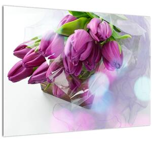 Skleněný obraz - kytice tulipánů (70x50 cm)