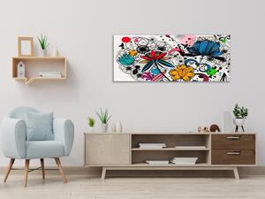 Obraz skleněný malované abstraktní květy - 100 x 150 cm