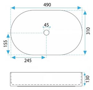 REA-U7342 - Umyvadlo na desku VANDA 31x49 cm keramika/béžová/imitace kamene