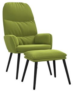 Relaxační křeslo se stoličkou světle zelené samet