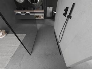 Mexen Kioto, průchozí sprchová zástěna 140 x 200 cm, 8mm sklo čiré/černý vzor, 2x černá stabilizační rozpěra, 800-140-002-70-70