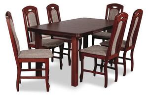 Jídelní set Gajan - Stůl 160x90,6x židle (ořech střední/lawa 2)