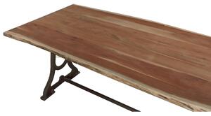 Jídelní stůl, masivní deska z akácie, litinové nohy, 200x96x77cm (0B)