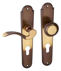 AC-T SERVIS Dveřní klika KAMPA bronz - oválné štítové kování 72 mm Provedení štítu: Koule/klika - levá