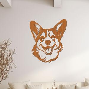Dřevo života | Dřevěná dekorace na stěnu psa Corgi hlava | Rozměry (cm): 34x40 | Barva: Světlý dub