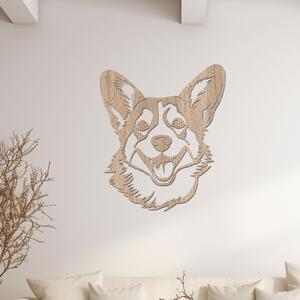 Dřevo života | Dřevěná dekorace na stěnu psa Corgi hlava | Rozměry (cm): 34x40 | Barva: Bílá