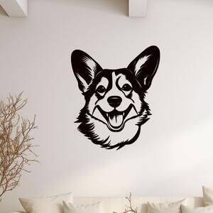 Dřevo života | Dřevěná dekorace na stěnu psa Corgi hlava | Rozměry (cm): 34x40 | Barva: Černá