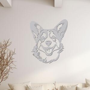 Dřevo života | Dřevěná dekorace na stěnu psa Corgi hlava | Rozměry (cm): 34x40 | Barva: Šedá