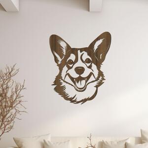 Dřevo života | Dřevěná dekorace na stěnu psa Corgi hlava | Rozměry (cm): 34x40 | Barva: Třešeň