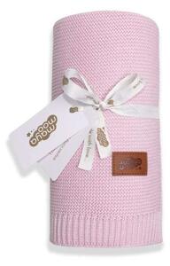 Pletená deka do kočárku bavlna bambus růžová Bavlna, Bambus, 80/100 cm