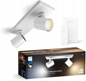 Stropní svítidlo LED reflektor bílá 2x 4.2W CCT PHILIPS HUE + Dimmer Switch