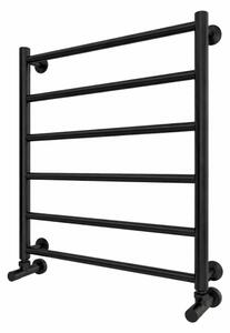 Koupelnový žebříkový radiátor INOX FLAT 122W/230V 57x43 cm nerez/černá