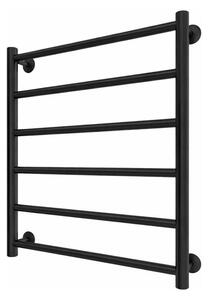 Koupelnový žebříkový radiátor INOX FLAT 122W/230V 57x43 cm nerez/černá