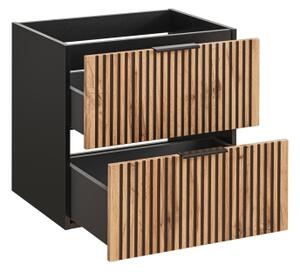 COMAD XILO BLACK WOTAN 82-60-D-2S-Koupelnová skříňka pod umyvadlo XILO černá/dub
