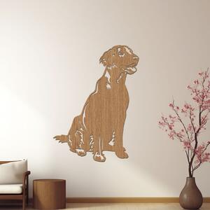 Dřevo života | Dřevěný obraz psa Flat coated retriever | Rozměry (cm): 30x40 | Barva: Třešeň