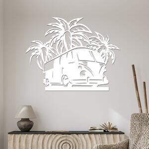 Dřevo života | Dřevěná dekorace na zeď HOLIDAY CAR | Rozměry (cm): 40x30 | Barva: Bílá