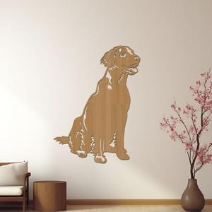 Dřevo života | Dřevěný obraz psa Flat coated retriever | Rozměry (cm): 30x40 | Barva: Bílá