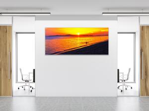 Obraz skleněný zlatý západ slunce u moře - 30 x 60 cm