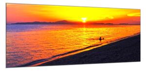 Obraz skleněný zlatý západ slunce u moře - 52 x 60 cm