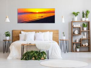 Obraz skleněný zlatý západ slunce u moře - 30 x 60 cm