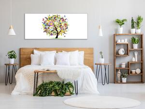 Obraz skleněný květinový strom na bílém pozadí - 30 x 60 cm