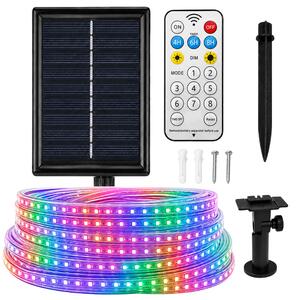 VODOTĚSNÁ LED PÁSKOVÁ SVÍTILNA 10M IP65 SOLÁRNÍ NAPÁJENÍ BAREVNÁ + DÁLKOVÝ OVLADAČ