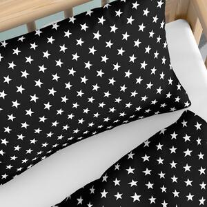 Goldea bavlněné povlečení do dětské postýlky - vzor 541 bílé hvězdičky na černém 90 x 140 a 50 x 70 cm