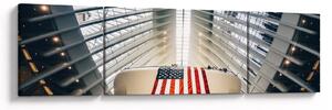 Obraz stavby s vlajkou USA (170x50 cm)