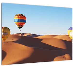 Skleněný obraz - létající balóny v poušti (70x50 cm)