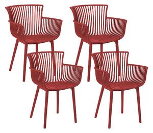 Sada 4 jídelních židlí červené PESARO