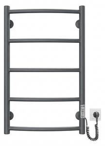 Koupelnový žebříkový radiátor CLASSIC 65W/230V 66x42 cm nerez/antracit pravá