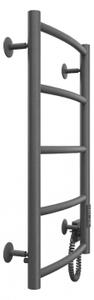 Koupelnový žebříkový radiátor CLASSIC 65W/230V 66x42 cm nerez/antracit pravá