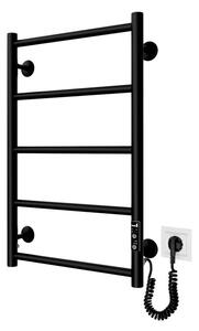 Koupelnový žebříkový radiátor CLASSIC 65W/230V 66x42 cm nerez/černá pravá