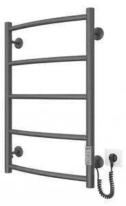 Koupelnový žebříkový radiátor CLASSIC 65W/230V 66x42 cm nerez/antracit pravá