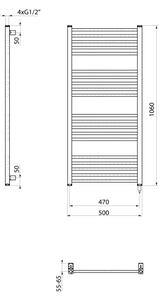 Sapho - Elektrický sušák na ručníky METRO-E 400W 106x50 cm matná černá